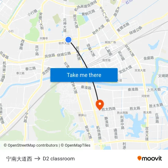 宁南大道西 to D2 classroom map