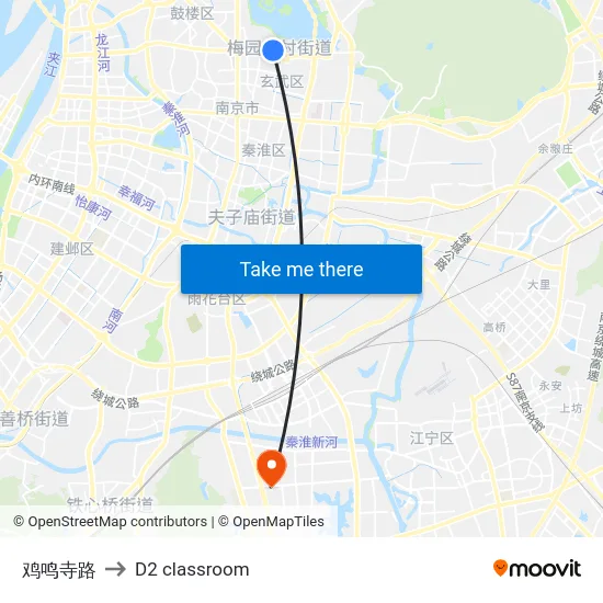 鸡鸣寺路 to D2 classroom map