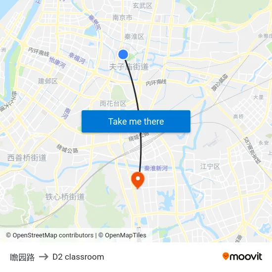 瞻园路 to D2 classroom map