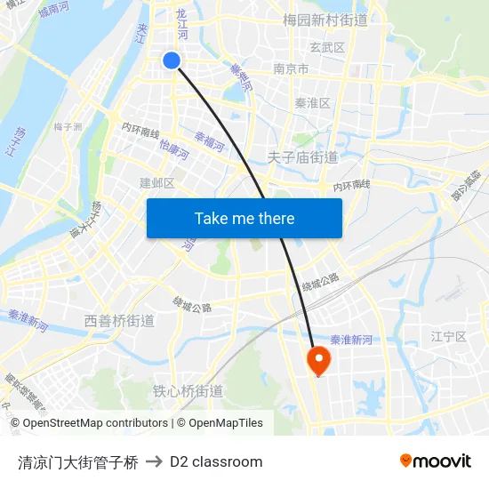清凉门大街管子桥 to D2 classroom map