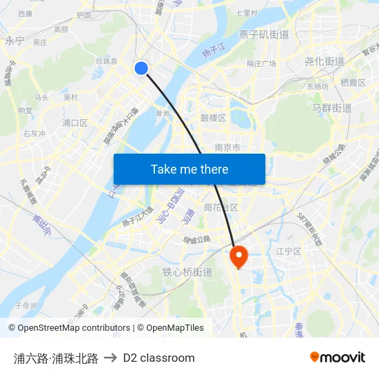 浦六路·浦珠北路 to D2 classroom map
