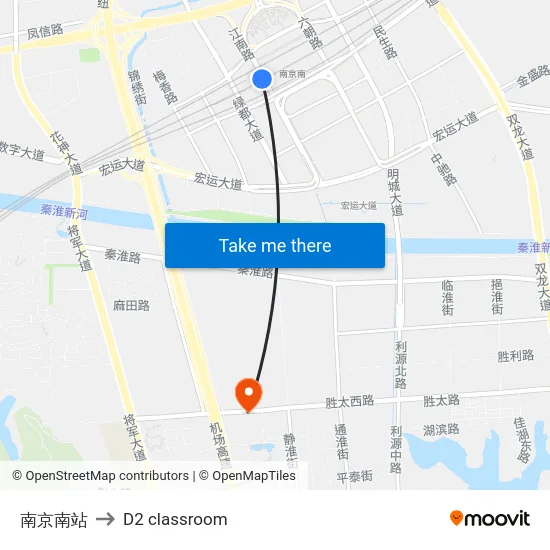 南京南站 to D2 classroom map