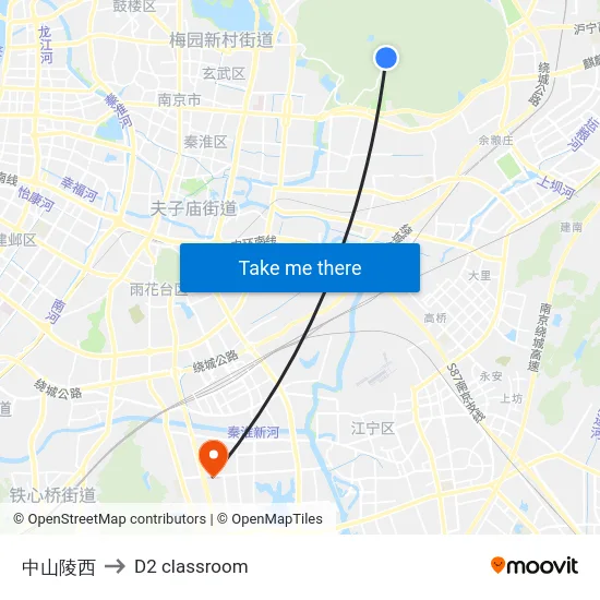 中山陵西 to D2 classroom map