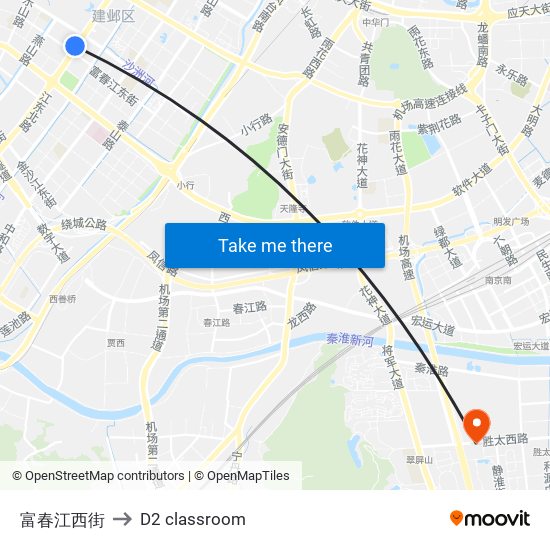 富春江西街 to D2 classroom map