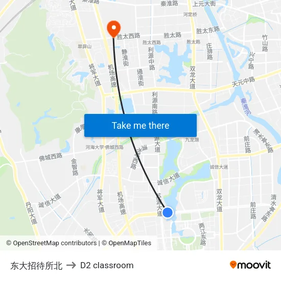 Dongda Guesthouse North to D2 classroom map