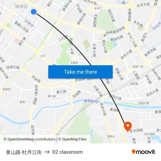 黄山路·牡丹江街 to D2 classroom map