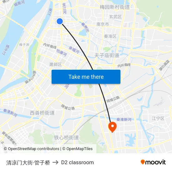 Qinglingmen Street & Guanzi Bridge to D2 classroom map