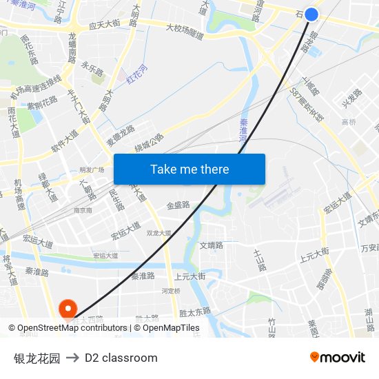 银龙花园 to D2 classroom map
