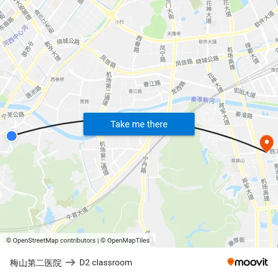 Meishan Second Hospital to D2 classroom map