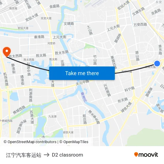 江宁汽车客运站 to D2 classroom map
