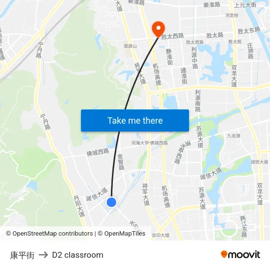 Kangping Street to D2 classroom map