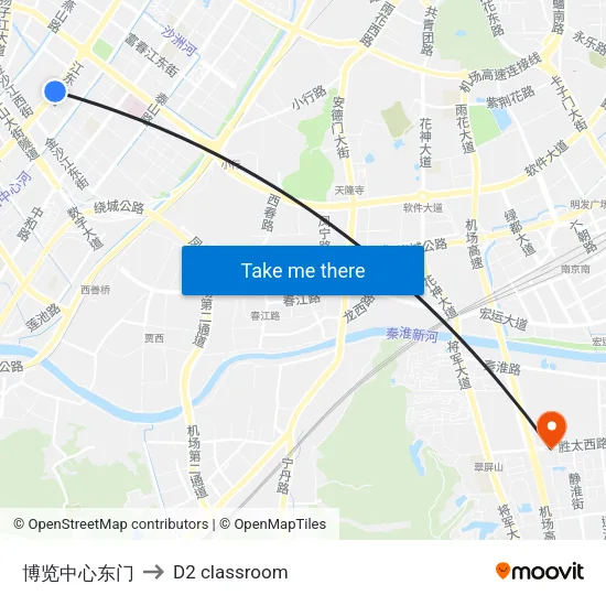 Expo Center East Gate to D2 classroom map
