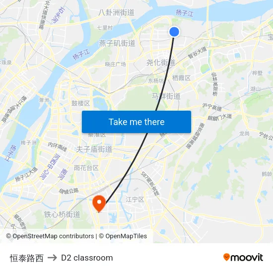 恒泰路西 to D2 classroom map