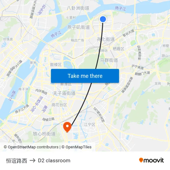 Hengyi Road West to D2 classroom map