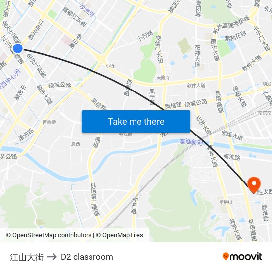 江山大街 to D2 classroom map