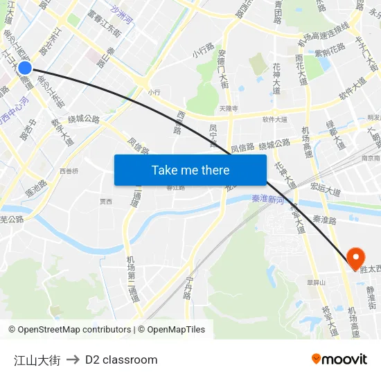 Jiangshan Street to D2 classroom map