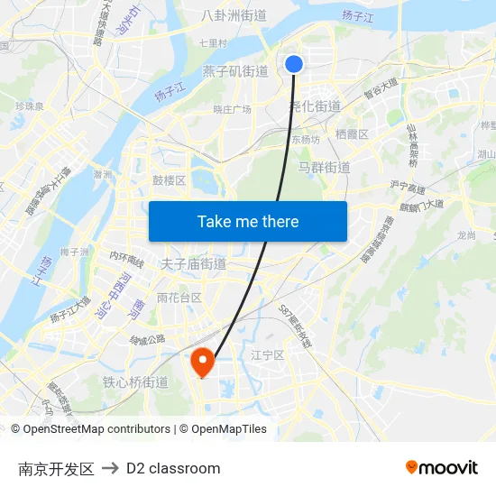 Nanjing Development Zone to D2 classroom map