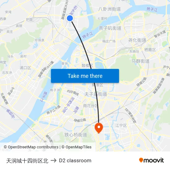 天润城十四街区北 to D2 classroom map