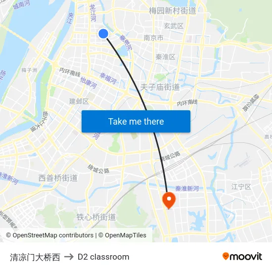清凉门大桥西 to D2 classroom map