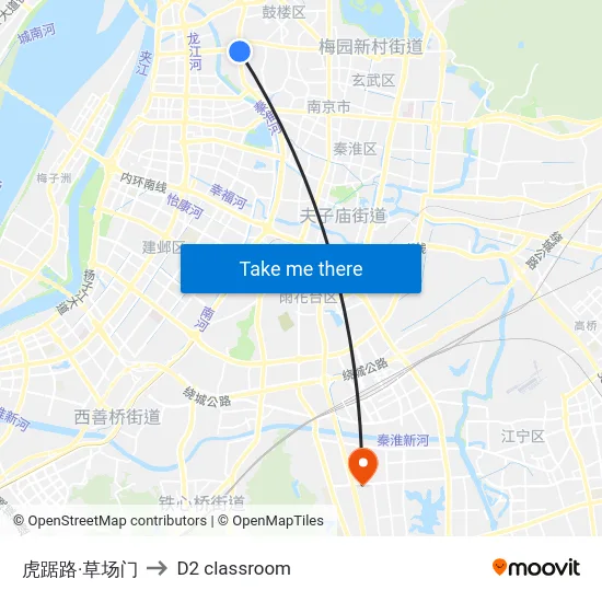 虎踞路·草场门 to D2 classroom map