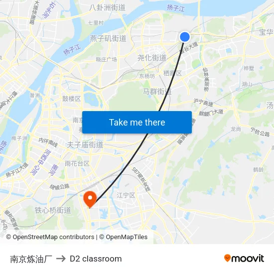 南京炼油厂 to D2 classroom map