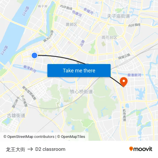 龙王大街 to D2 classroom map