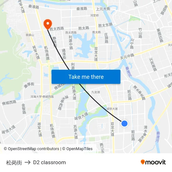 松岗街 to D2 classroom map