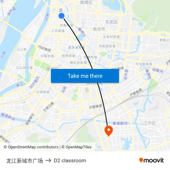 Longjiang New City Plaza to D2 classroom map