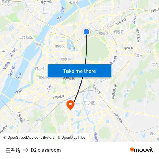 Moxiang Road to D2 classroom map