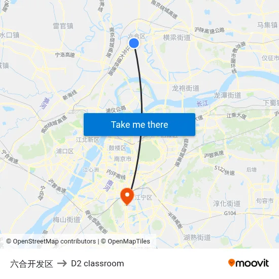 Liuhe Development Zone to D2 classroom map