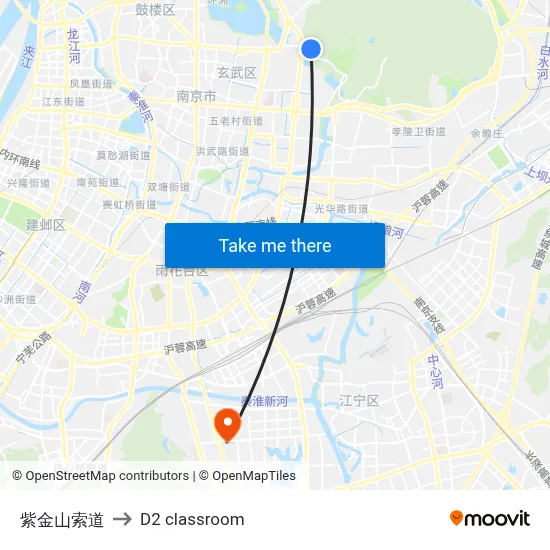 Zijin Mountain Cable Car to D2 classroom map