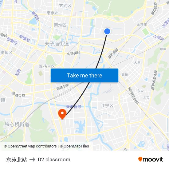 东苑北站 to D2 classroom map