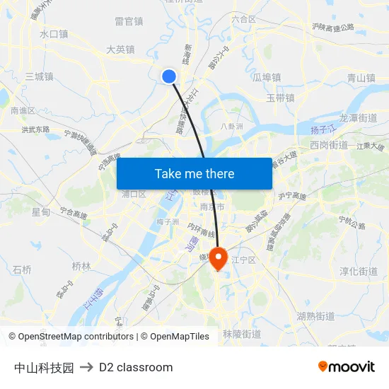 中山科技园 to D2 classroom map