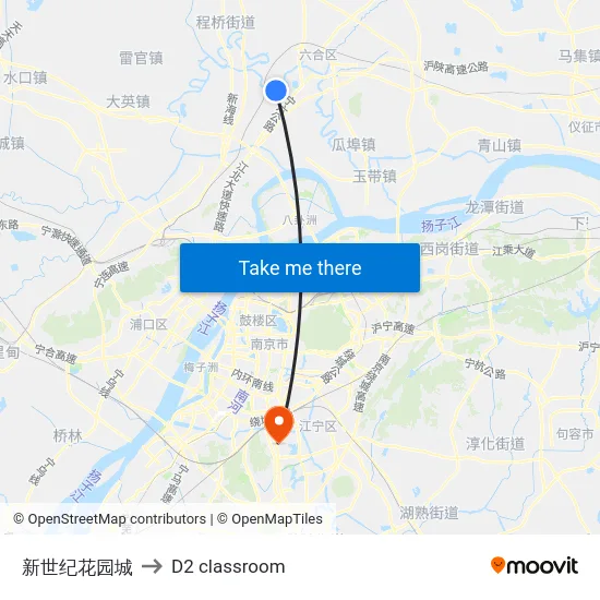 新世纪花园城 to D2 classroom map