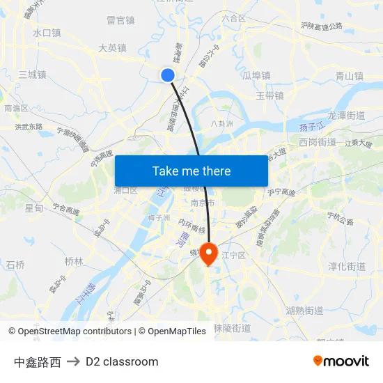 中鑫路西 to D2 classroom map