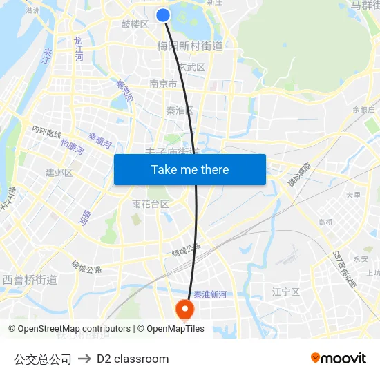 公交总公司 to D2 classroom map