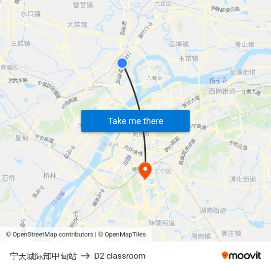 宁天城际卸甲甸站 to D2 classroom map