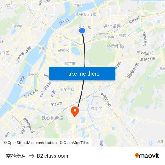 南砖新村 to D2 classroom map