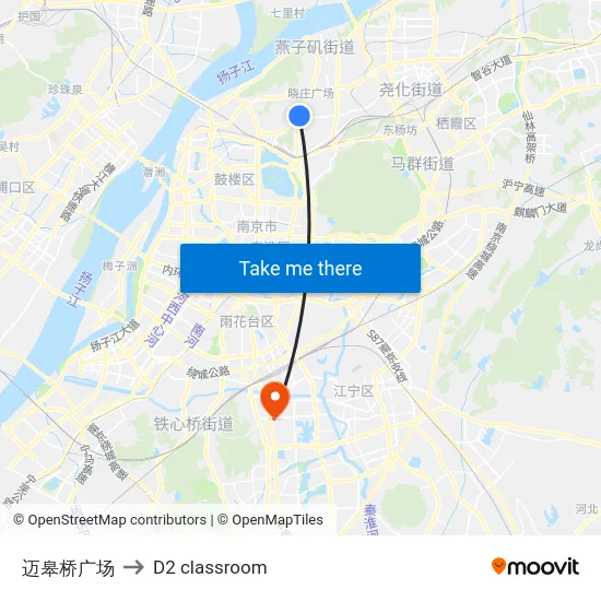 迈皋桥广场 to D2 classroom map
