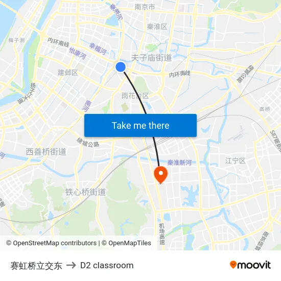 赛虹桥立交东 to D2 classroom map