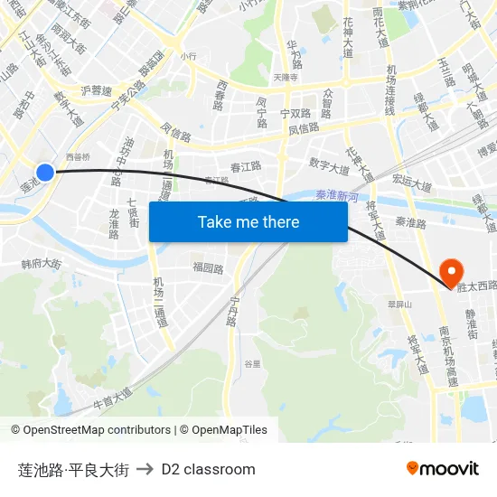 Lianchi Road & Pingliang Street to D2 classroom map