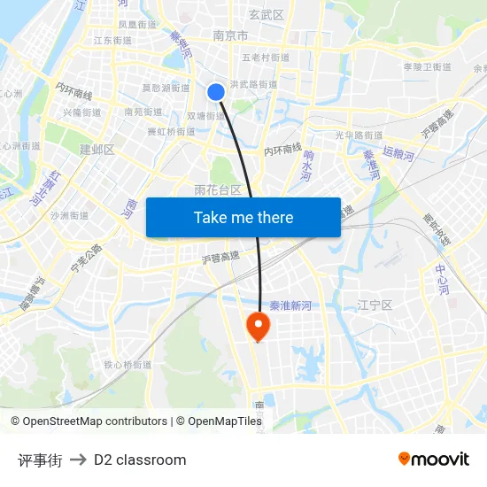 Ping Shi Street to D2 classroom map