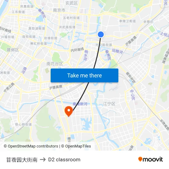 Muxuyuan Avenue South to D2 classroom map