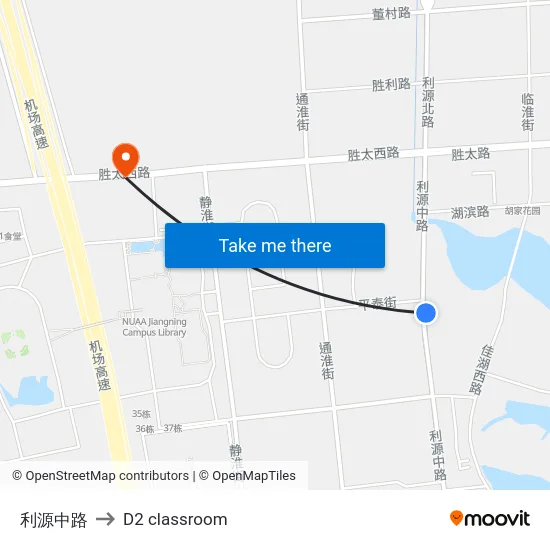 利源中路 to D2 classroom map