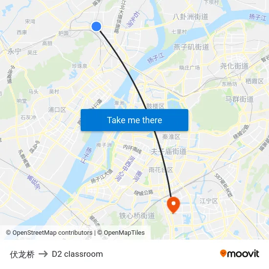 伏龙桥 to D2 classroom map