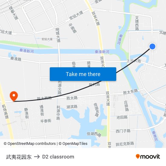 武夷花园东 to D2 classroom map
