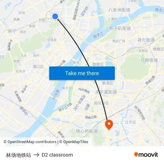 林场地铁站 to D2 classroom map