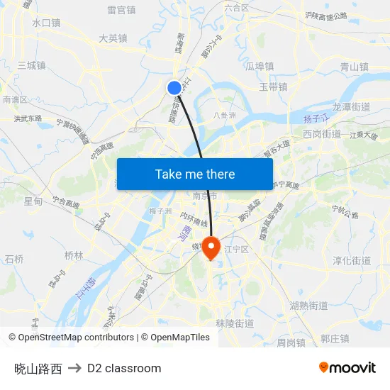 晓山路西 to D2 classroom map