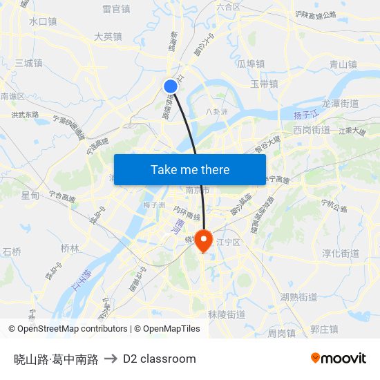 晓山路·葛中南路 to D2 classroom map