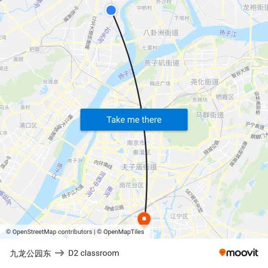 九龙公园东 to D2 classroom map